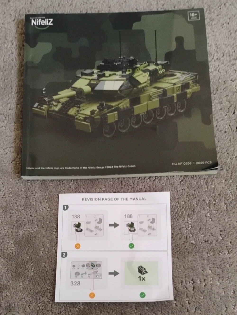 Green Military Tank Building Set - Camouflage Blocks. Nifeliz A7 Leopard 2